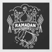 Modern Ramadan Kareem Zwart en Wit Raamsticker (Vel)