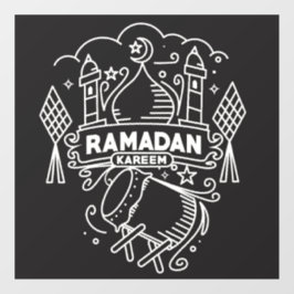 Modern Ramadan Kareem Zwart en Wit Raamsticker