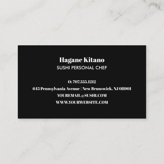 Modern Ramen Noodle Japans restaurant Sushi chef Visitekaartje (Achterkant)