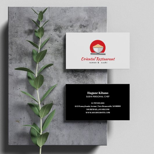 Modern Ramen Noodle Japans restaurant Sushi chef Visitekaartje
