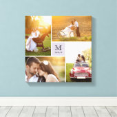 Modern raster monogram trouwfoto collage met 4 fot canvas afdruk (Insitu (Houten vloer))