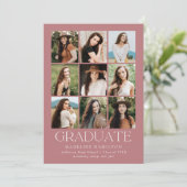 Modern raster Roos 9 Foto Collage Afstuderen Aankondiging (Staand voorkant)