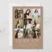 Modern raster Tan 9 Foto Collage Afstuderen Aankondiging (Voorkant)