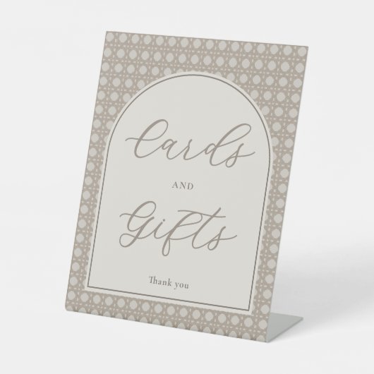 Modern Rattan Bridal Shower Cards And Gifts Reclamebord Met Voetstuk (Voorkant)