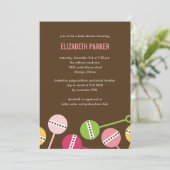 Modern Rattles Girl Baby shower Kaart (Staand voorkant)