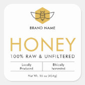 Modern Raw Honey Bee Icon Jar Product Label (Voorkant)
