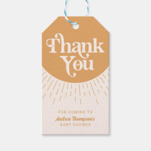Modern Ray of Sunshine Boho Baby shower Bedankt Cadeaulabel