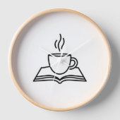 Modern Reader's Coffee & Book Wall Clock (Voorkant)