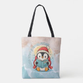 Modern Reading Penguin Aesthetic Shoulder Tote Bag (Achterkant)