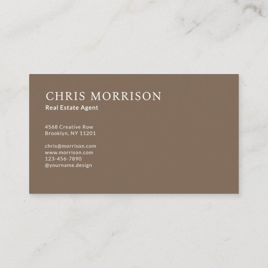 Modern Real Estate Agent Beige Professional Photo Visitekaartje (Achterkant)