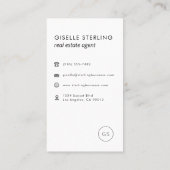 Modern Real Estate Agent Black Minimalist  Visitekaartje (Achterkant)