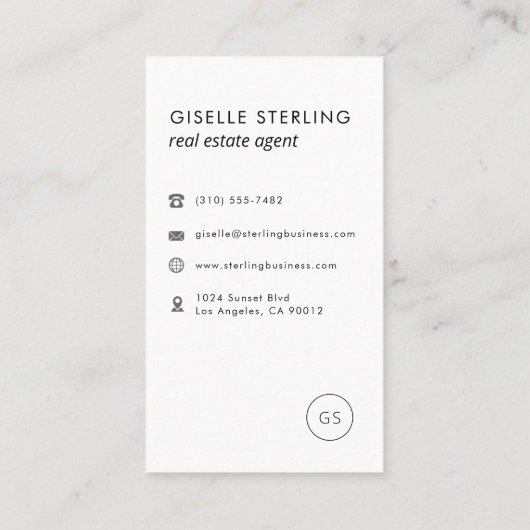 Modern Real Estate Agent Black Minimalist  Visitekaartje (Achterkant)