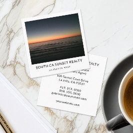 Modern Real Estate Agent Coastal Sunset Photo Vierkante Visitekaartje