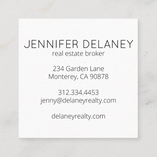 Modern Real Estate Agent Saguaro Sunset Foto Vierkante Visitekaartje (Achterkant)