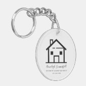 Modern Real Estate Black White Persoonlijk Huis Sleutelhanger (Voorkant Links)