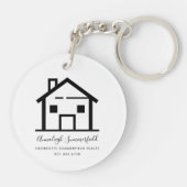 Modern Real Estate Black White Persoonlijk Huis Sleutelhanger (Achterkant)