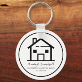 Modern Real Estate Black White Persoonlijk Huis Sleutelhanger (Voorkant)