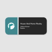 Modern Real Estate Blauwgroen White Black Name Bad Naamplaatje (Voorkant)