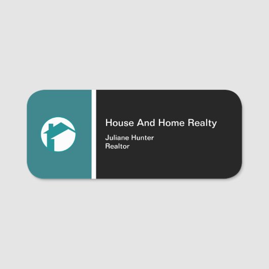 Modern Real Estate Blauwgroen White Black Name Bad Naamplaatje (Voorkant)