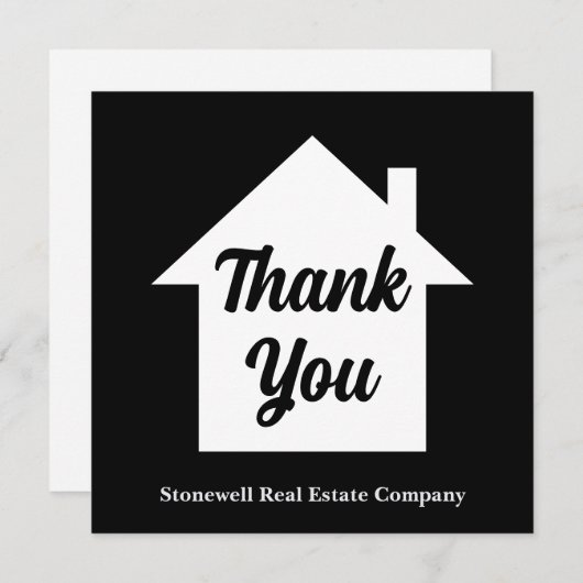 Modern Real Estate Company Custom Black Bedankkaart (Voorkant / Achterkant)