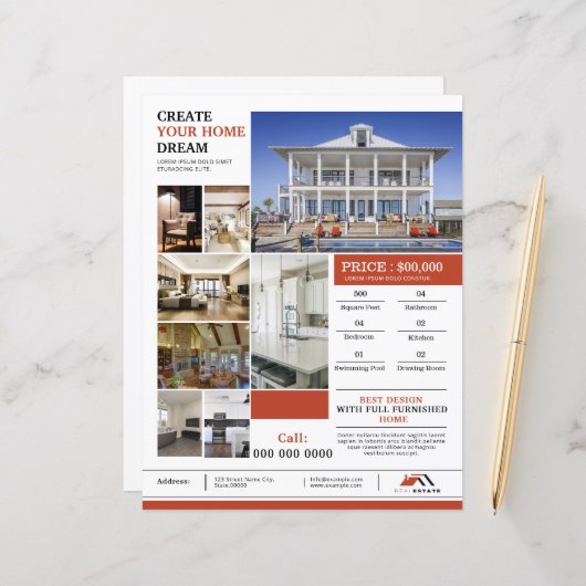 Modern Real Estate Flyer Template (Voorkant / Achterkant in situ)