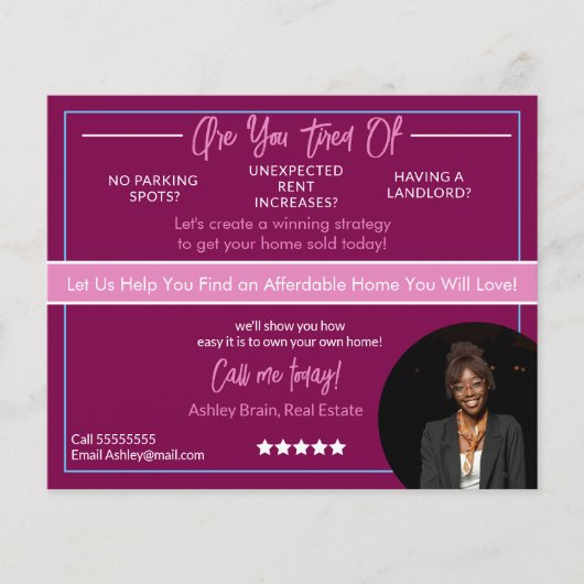 Modern Real Estate Flyer Template |Editable Rental (Voorkant)