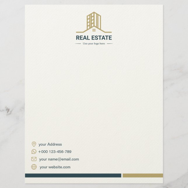 Modern Real Estate Letterhead Template Briefhoofd (Voorkant)