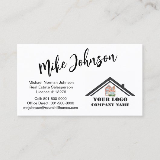 Modern Real Estate Professioneel Logo QR Code Visitekaartje (Voorkant)