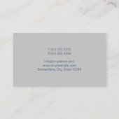 Modern Real Estate Realtor Dusty Blue & Silver Visitekaartje (Achterkant)