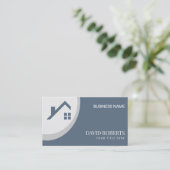 Modern Real Estate Realtor Dusty Blue & Silver Visitekaartje (Staand voorkant)