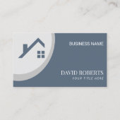 Modern Real Estate Realtor Dusty Blue & Silver Visitekaartje (Voorkant)