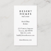 Modern Real Estate Saguaro Sunset Desert Foto Visitekaartje (Achterkant)