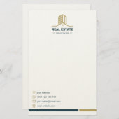 Modern Real Estate Stationery Paper Briefpapier (Voorkant / Achterkant)