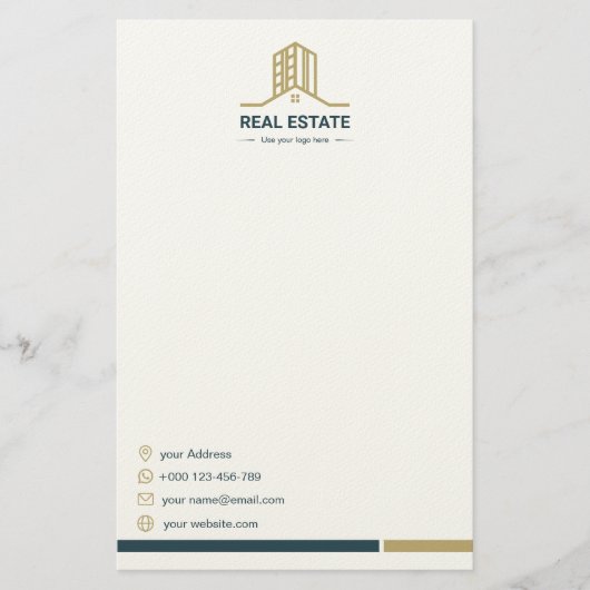 Modern Real Estate Stationery Paper Briefpapier (Voorkant)