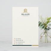 Modern Real Estate Stationery Paper Briefpapier (Staand voorkant)