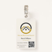 Modern Real Estate white and gold custom logo  Badge (Achterkant met clip)