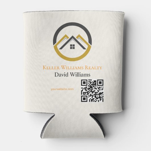 Modern Real Estate white and gold custom logo  Blikjeskoeler (Voorkant)