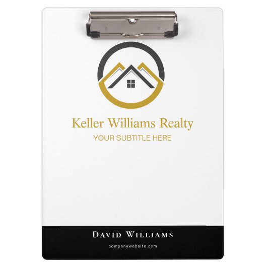 Modern Real Estate white and gold custom logo  Klembord (Voorkant)