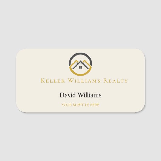 Modern Real Estate white and gold custom logo  Naamplaatje (Voorkant)