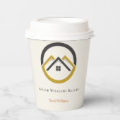 Modern Real Estate white and gold custom logo  Papieren Bekers (Voorkant)