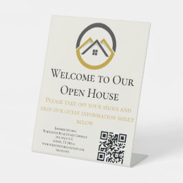Modern Real Estate white and gold custom logo  Reclamebord Met Voetstuk