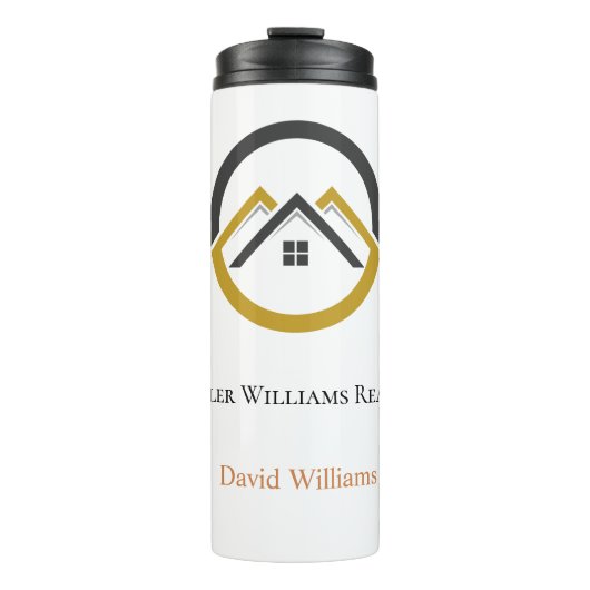 Modern Real Estate white and gold custom logo  Thermosbeker (Voorkant)