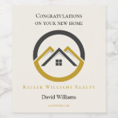 Modern Real Estate white and gold custom logo  Wijn Etiket (Enkel label)
