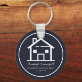 Modern Real Estate White Navy Blue Custom House Sleutelhanger (Voorkant)