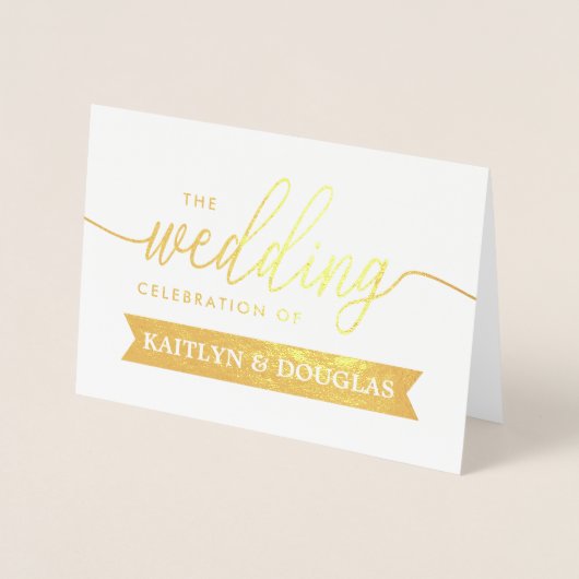 Modern REAL FOLIE Script Wedding Invitation Gold Folie Kaarten (Voorkant)
