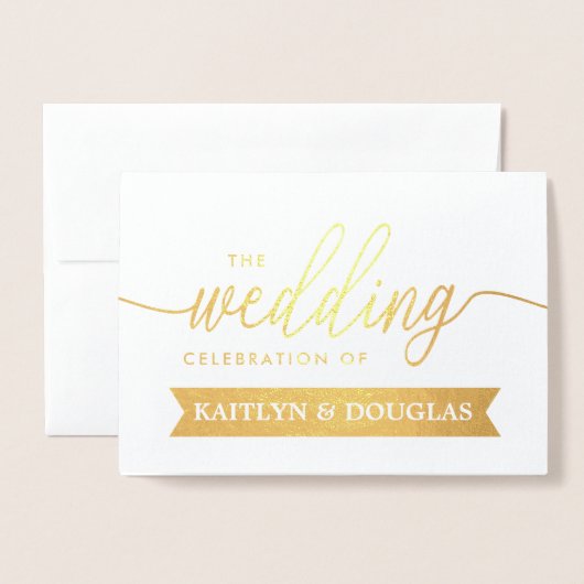 Modern REAL FOLIE Script Wedding Invitation Gold Folie Kaarten (Voorkant met envelop)