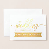 Modern REAL FOLIE Script Wedding Invitation Gold Kaarten (Voorkant met envelop)
