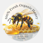Modern Realistic Honey Bee and Honeycomb Ronde Sticker (Voorkant)