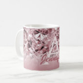 Modern Realistisch Roze Diamond Elegant Monogram Koffiemok (Voorkant links)
