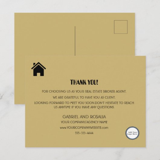 Modern Realtor Bleek Gold Business Hartelijk dank Briefkaart (Voorkant / Achterkant)